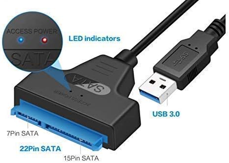USB 3.0 to 2.5" SATA III Hard Drive Adapter 0.5 M Long Cable w/UASP - SATA to USB 3.0 Converter for SSD/HDD - Hard Drive Adapter Cable - 50 cm -ASM225CM Chipset - 2.5 inch HDD