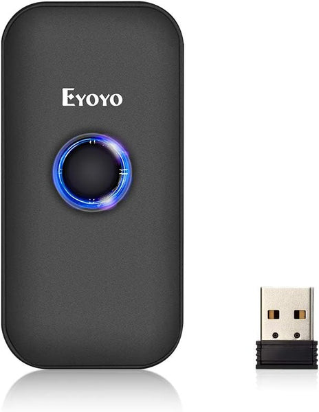 Eyoyo Mini 1D Bluetooth Barcode Scanner, 3-in-1 Bluetooth & USB Wired & 2.4G Wireless Barcode Reader Portable Bar Code Scanning Work with Windows, Android, iOS, Tablets or Computers