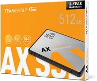 TEAMGROUP AX2 512GB 3D NAND TLC 2.5 Inch SATA III Internal Solid State Drive SSD (Read Speed up to 540 MB/s) Compatible with Laptop & PC Desktop T253A3512G0C101