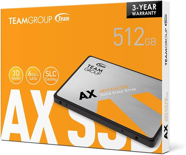 TEAMGROUP AX2 512GB 3D NAND TLC 2.5 Inch SATA III Internal Solid State Drive SSD (Read Speed up to 540 MB/s) Compatible with Laptop & PC Desktop T253A3512G0C101