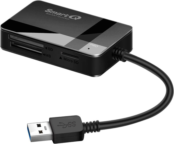 SmartQ C368 Pro USB 3.0 Multi-Card Reader, Plug N Play, Apple and Windows Compatible, Powered by USB, Supports CF/SD/SDHC/SCXC/MMC/*MMC Micro/*RS MMC/*Mini SD/Micro SD/MS Duo/MS Pro/MS Pro