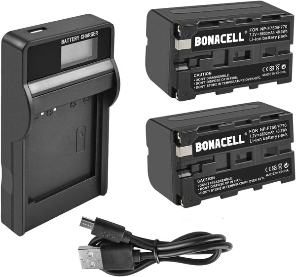 Bonacell NP-F750 Battery 2 Pack Compatible with Sony NP-F730, NP-F760, NP-F770, Compaitble with Sony CCD-TRV215 CCD-TR917 CCD-TR315 HDR-FX1000 HDR-FX7 HVR-V1U HVR-Z7U HVR-Z5U Camcorder