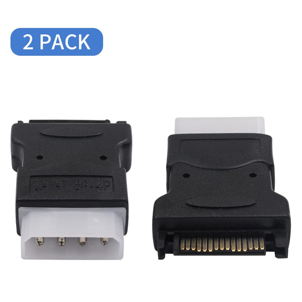 Duttek SATA Male to molex Male Adapter, SATA to LP4, molex to SATA Power Adapter,15Pin SATA Male to 4 Pin IDE Male Adapter Connector Apply to Connector for Hard Drives (2 Packs)