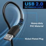 3 Pack USB Extension Cable 4 FT, USB 2.0 Type A Male to Female Extender Cord Adapter, Compatible with Printer, Keyboard, Mouse, Flash Drive, Hard Drive, Controller, Black Cable with 5 Cable Ties