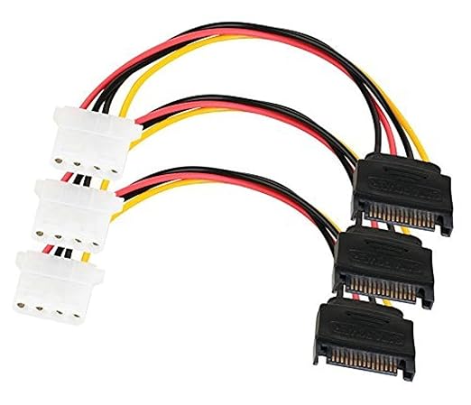 SATA to 4 Pin Power Cable Adapter 3 Pack SATA 15 Pin Male to Molex LP4 Female Power Cable 7-inch