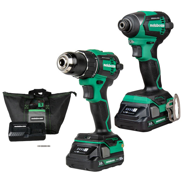 Metabo HPT MultiVolt 2-Tool Brushless Power Tool Combo Kit with Soft Case (2-Batteries Included and Charger Included)