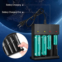 18650 Battery Charger 4 Bay Smart Universal Charger for Flashlight Headlamp Battery 3.7V Rechargeable Lithium Li ion Batteries Compatible 18650 26650 21700 10400 Battery Charger (Only AC Charger)