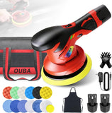 OUBA Cordless Car Buffer Polisher Kit, 6 Inch Car Polisher, 6 Variable Speed, with 2 PCS 12v Rechargeable Battery, Car Buffer Complete with Polishing Accessories for Car Detailing, Polishing, Waxing