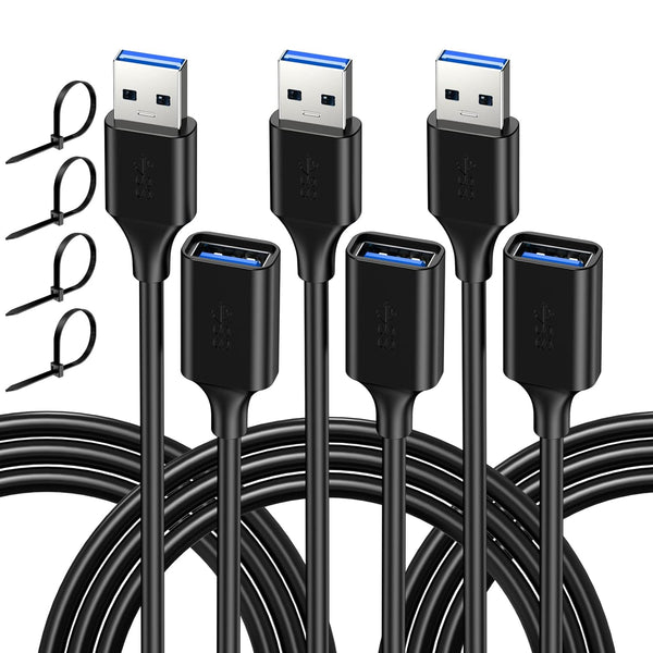 USB Extender Cord 13FT(3 Pack), USB 3.0 Extension Cable, USB A Male to Female, Compatible for USB Flash Drive, Hard Drive, Card Reader, Webcam, Printer, Keyboard, Mouse, Playstation, Xbox, VR Headset