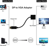 DP to VGA Adapter, Gold-Plated DisplayPort to VGA Converter Male to Female 1080P(Black)