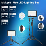 Neewer 2-Pack Dimmable 5600K USB LED Video Light with Adjustable Tripod Stand and Color Filters for Tabletop/Low-Angle Shooting, Zoom/Video Conference Lighting/Game Streaming/YouTube Photography