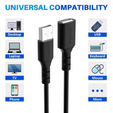 3 Pack USB Extension Cable 4 FT, USB 2.0 Type A Male to Female Extender Cord Adapter, Compatible with Printer, Keyboard, Mouse, Flash Drive, Hard Drive, Controller, Black Cable with 5 Cable Ties