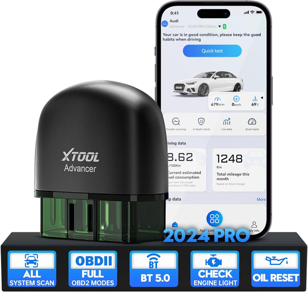 XTOOL Advancer AD20 Pro Wireless OBD2 Scanner Car Diagnostic Tool for iPhone & Android, Enhanced Car Code Reader 2024, with All System Scan, Oil Reset, Turn Off CEL, Performance Test, Voltage Test