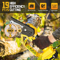 Cordless Mini Chainsaw for Dewalt 20v Battery, Small Chain Saw with Brushless Motor and Security Lock, LIVOWALNY 4" Handheld Electric Chainsaw for Wood Cutting,Tree Branches (Battery Not Included)