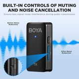 BOYA Wireless Lavalier Microphone for Camera, 20-Hours Battery, Noise Cancellation, Dual-Channel, Mini Lapel Clip On Mic for DSLR, Record, Vlog, Live Streaming, 2 Transmitters 1 Receiver WMic5-M2