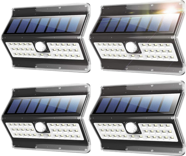 Solar Lights for Outside Wireless Waterproof Security Solar Motion Sensor Light Outdoor, Black Shape, 4 Pack