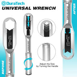 DURATECH Adjustable Wrench, 33-In-1 Cr-V Steel Universal Wrench for Metric 7-22mm and SAE 9/32”-7/8”, Suitable for Home, Garage, Workshop