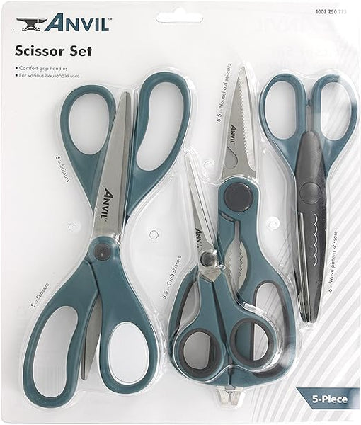 Anvil 1002290773 5-Piece General Purpose Scissors Set for the Home or Office