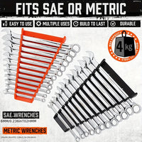 Magnetic Wrench Organizer, 2-Pack Magnetic Wrench Holder, SAE (1/4" - 1/16") And Metric (6mm-24mm)