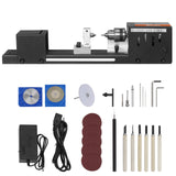 VEVOR Mini Lathe Machine, 2.76 in x 6.3 in, 24VDC 96W Mini Wood Lathe Tools Milling Machine Accessories, 7 Speeds 4220/5300/5650/6350/6660/7050/8450 RPM, for DIY Woodworking Wood Drill Rotary Tool