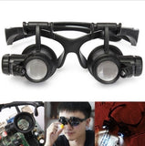 10X 15X 20X 25X LED Glasses Jeweler Magnifier Watch Repair Magnifying Loupe SH