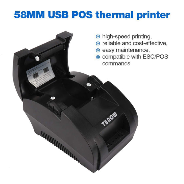 USB Thermal Receipt Printer TEROW 58mm Mini Small Portable Label Printer with High Speed Printing Compatible with ESCPOS Print Commands Set, Easy to Setup