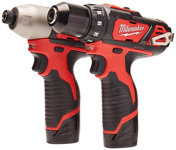 Milwaukee 2494-22 M12 Cordless Combination 3/8" Drill / Driver and 1/4" Hex Impact Driver Dual Power Tool ,Tools Only (Factory Reconditioned)