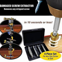 4 Pcs Broken Bolt and Damaged Screw Extractor 4 Piece Kit Comes with Case-Removes All Kinds of Screws and Bolts