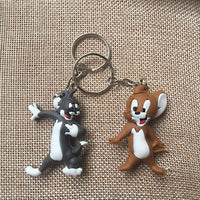 2Pcs cartoon Tom and jerry Key Chains Metal 3D Key Ring Party Gift Bag ornaments