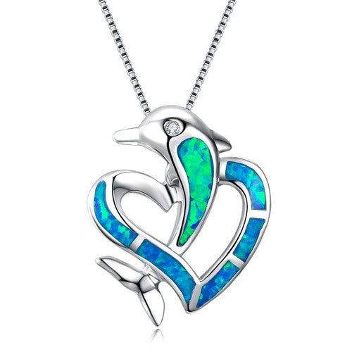 Fashion blue love dolphin necklace