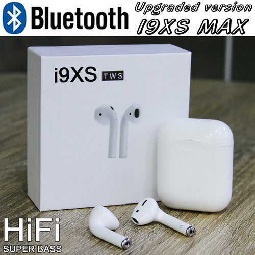 Upgraded Version I9XS MAX Wireless Bluetooth Earphone Bluetooth 5.0 Built-in Microphone Noise Reduction HD Stereo White Earbuds