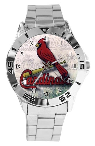 St. Louis Cardinals Custom Image Men's Or Women's Unisex Stainless Steel Strap Silver Watch Analog Quartz Sports Watches