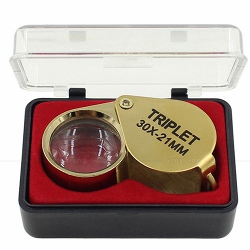 Portable 21mm Jewelry Magnifying Glass 30X Folding Loupe for Jewelry Coins Stamps Antiques Metal Magnifier