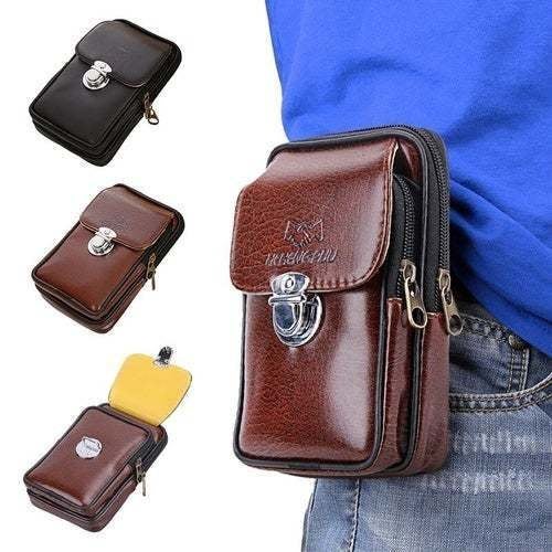 6-inch cell phone pockets high quality wear-resistant men wear belts, cigarettes, cell phone bag lock anti-theft men's cell phone pockets security
