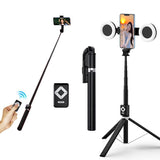 New 6 in 1 Selfie Stick with light, 67" Phone Tripod & Tik Tok page Turner, Bluetooth Remote Control, Sabilize for smooth footage, Perfect for live sharing & Vlog ( Compatible with Iphone and Android)(BLACK)