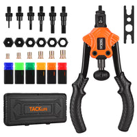 TACKLIFE Professional Rivet Nut Tool ,11" Rivet Setter Kit with 6 Metric & SAE Mandrels, 60pcs Rivet Nuts - HHNP2A