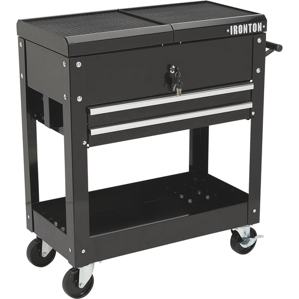 Ironton 28in. 2-Drawer Tool Cart, 30-1/2in.L x 14-1/2in.W x 33in.H, 350-Lb. Capacity