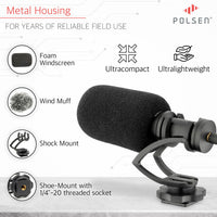 Polsen MVP-3 Micro Directional Shotgun Microphone for DSLR, Smartphones, and Portable Recorders