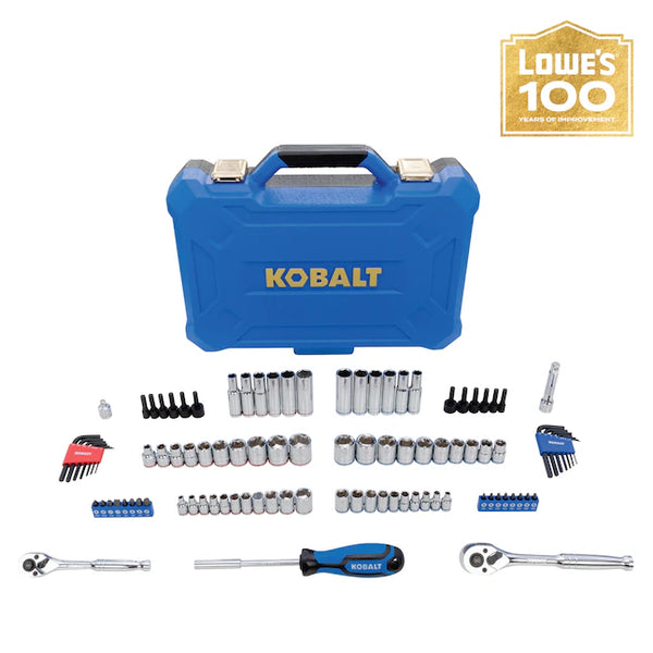 Kobalt 100-Piece Standard (SAE) and Metric Combination Polished Chrome Mechanics Tool Set with Hard Case