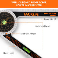 ACKLIFE Miter Saw Protractor, 0-7in Angle Finder for Miter Angle, Home Improvement - MAG01