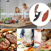 Stainless Steel Kitchen Knife with cover, Portable, Durable, Sharp Functional, with wooden Ergonomic Handle