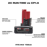 Milwaukee M12 REDLITHIUM XC Extended Capacity 3.0Ah Battery — 2-Pk., Model# 48-11-2412