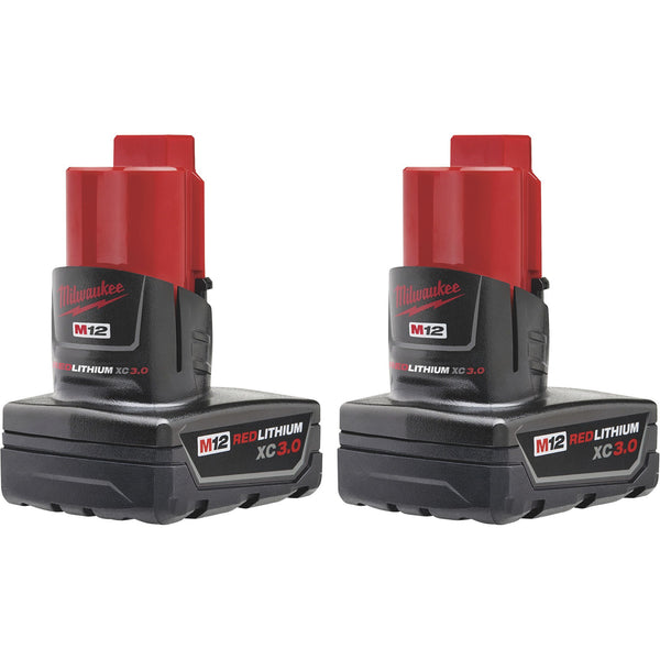 Milwaukee M12 REDLITHIUM XC Extended Capacity 3.0Ah Battery — 2-Pk., Model# 48-11-2412