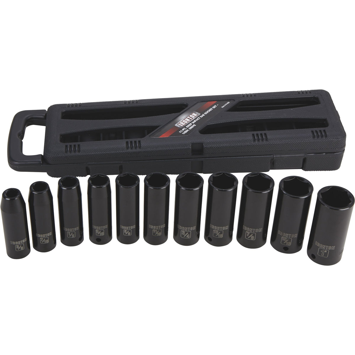 Stark USA 11-PC 1" Drive Deep Impact Socket Set – Truck Wheel – Metric & SAE – Cr-Mo Steel