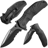 Pocket Folding Knife Survival Gear Tactical Knife with Liner Lock Stainless Steel Blade in Black Oxidation G10 Handle Reversible Pocket Clip Gifts for Men Dad Husband