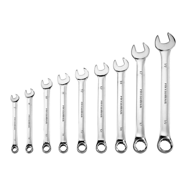 PITTSBURGH Fully Polished Metric Combination Wrench Set, 9 Piece