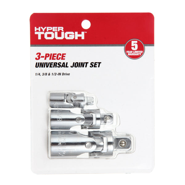 Hyper Tough 3 Piece 1/4, 3/8, and 1/2 inch Universal Joint Socket Set CRV 8UC0004A