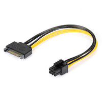 J&D SATA Power Cable, (3 Pack) SATA 15 Pin to 6 Pin PCI Express (PCIe) Graphics Video Card Power Cable Adapter (20 cm)