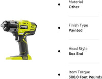 RYOBI P261 18 Volt One+ 3-Speed 1/2 Inch Cordless Impact Wrench w/ 300 Foot Pounds of Torque and 3,200 IPM (Batteries Not Included, Power Tool Only)