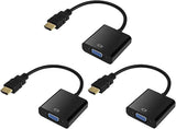 HDMI to VGA, Gold-Plated HDMI to VGA Adapter (Male to Female) for Computer, Desktop, Laptop, PC, Monitor, Projector, HDTV, Chromebook, Raspberry Pi, Roku, Xbox and More - Black, 3 Pack